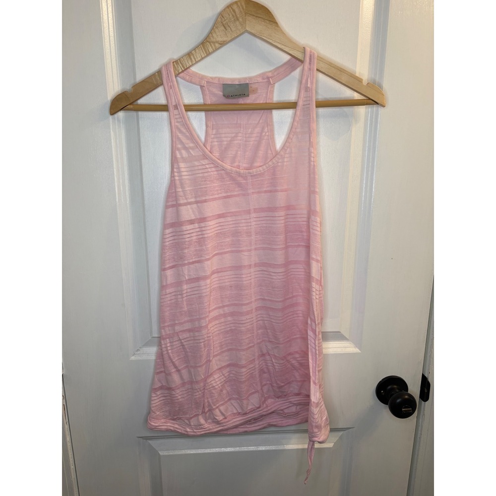 Athleta Pink Striped Burnout Racerback Tank Top Side Tie 581750 Womens Small